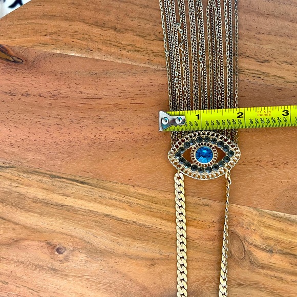 SPRING STREET EVIL EYE Silver Chain Necklace - Blue Eye with stainless fringe - Picture 4 of 4